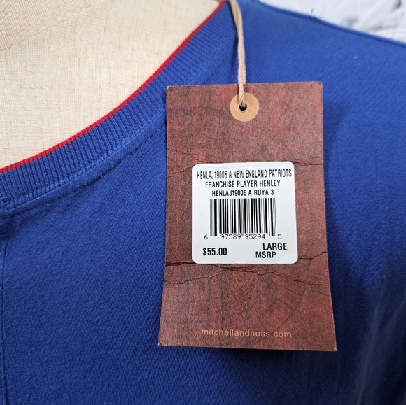 NWT Mitchell & Ness New England Patriots Franchise Player Henley Shirt NFL Large - Picture 4 of 15